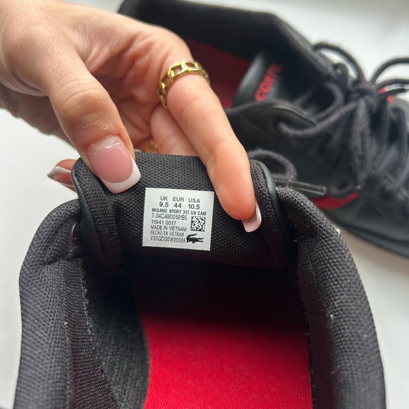 Lacoste Men's Black Sneakers with Red Highlights - Picture 5 of 7